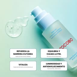 Tocobo Bifida Biome Essence: refuerza barrera cutánea con fermentos bífidos, calma con lactobacillus, vitaliza con lactococcus y aporta luminosidad con niacinamida y adenosina