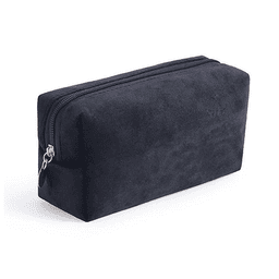 Neceser velvet negro con cierre dorado, bolsa organizadora de skincare y maquillaje coreano travel bag disponible en belm.pe