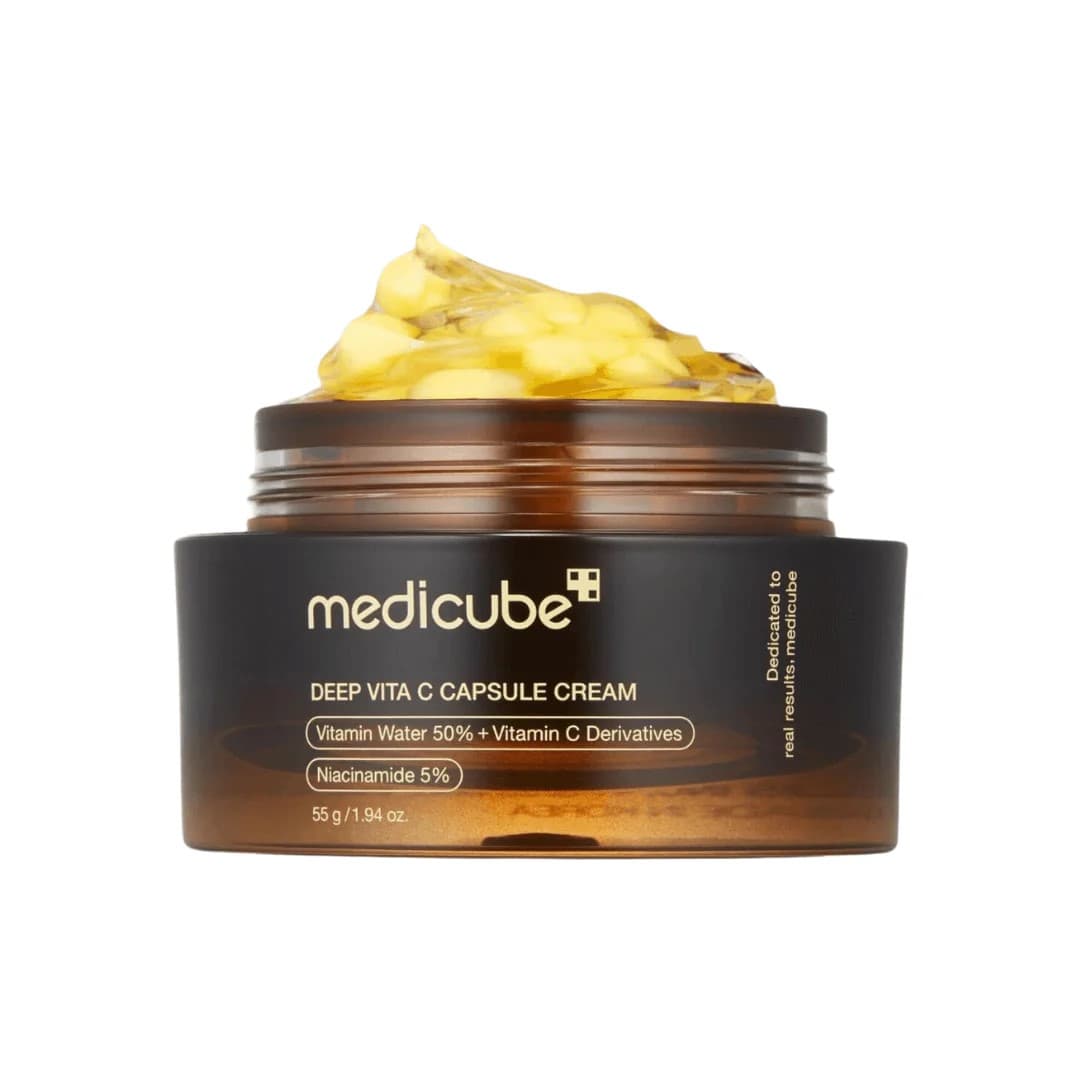 Medicube Deep Vita C Capsule Cream 55g con Vitamin Water 50%, derivados de vitamina C y Niacinamida 5% crema coreana iluminadora con cápsulas de vitamina C