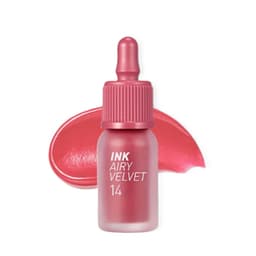 Peripera Ink Airy Velvet tono 14 con swipe de color rosa satinado — labial tinte coreano en Perú
