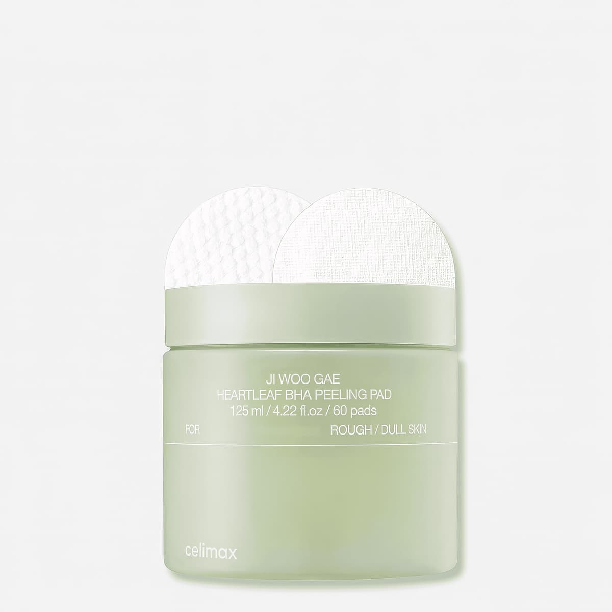 Celimax Ji Woo Gae Heartleaf BHA Peeling Pad 60 pads para piel rugosa y apagada, pad exfoliante coreano de doble cara con BHA calmante para textura uniforme y piel luminosa