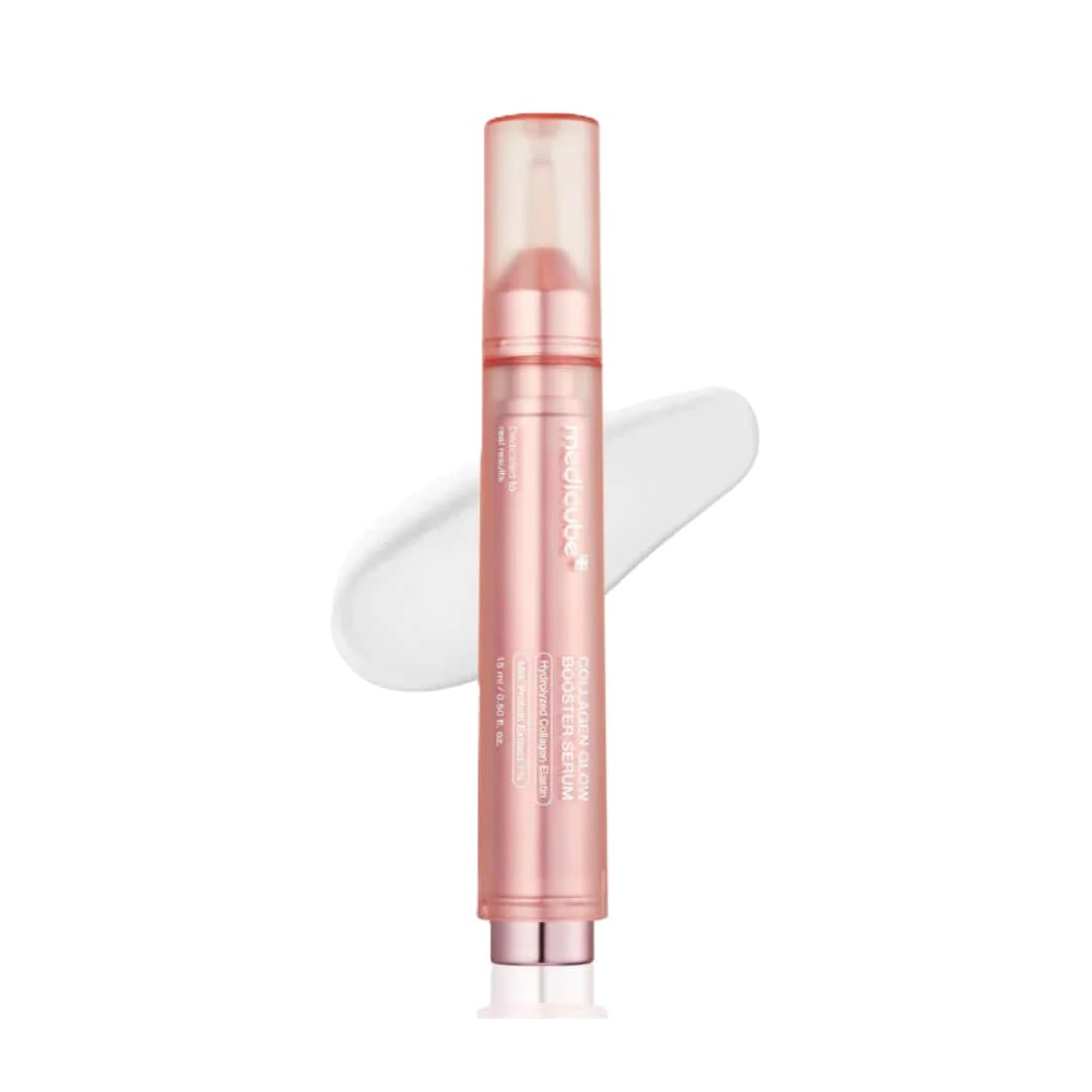 Medicube Collagen Glow Booster Serum con textura hidratante, sérum coreano iluminador con colágeno hidrolizado en Perú