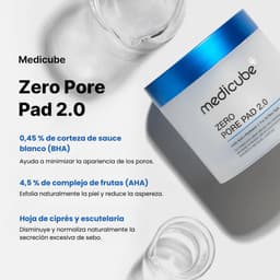 Medicube Zero Pore Pad 2.0 con BHA corteza de sauce blanco, AHA complejo de frutas y hoja de ciprés, pad coreano para poros y control de sebo