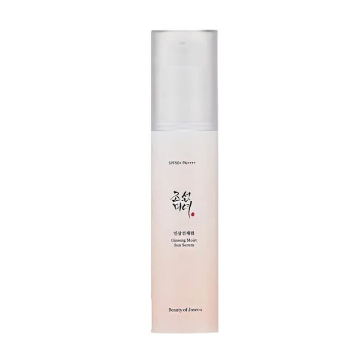 Beauty of Joseon Ginseng Moist Sun Serum SPF50+ PA++++ sérum solar coreano con ginseng hidratante para protección UV sin residuo blanco disponible en Perú