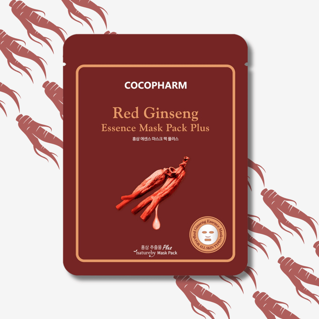 Cocopharm Red Ginseng Essence Mask Pack Plus, mascarilla coreana con extracto de ginseng rojo para todo tipo de piel antiedad y nutritiva