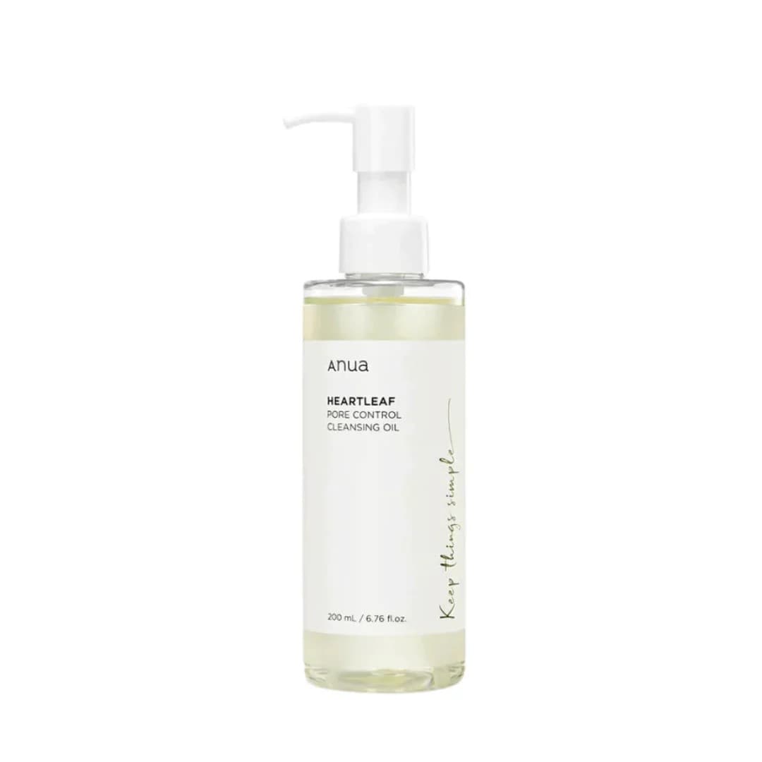 Anua Heartleaf Pore Control Cleansing Oil 200ml, aceite limpiador coreano con houttuynia cordata para controlar poros y eliminar maquillaje sin resecar