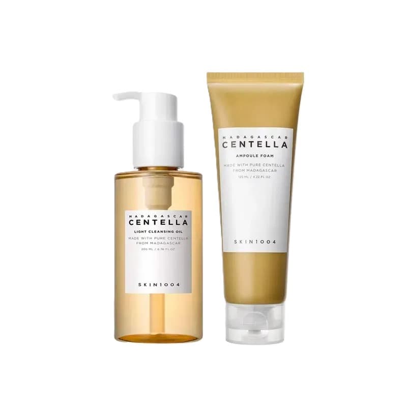 SKIN1004 Madagascar Centella Double Cleansing Duo: Light Cleansing Oil 200ml y Ampoule Foam 125ml, set limpieza doble coreano con centella en Perú